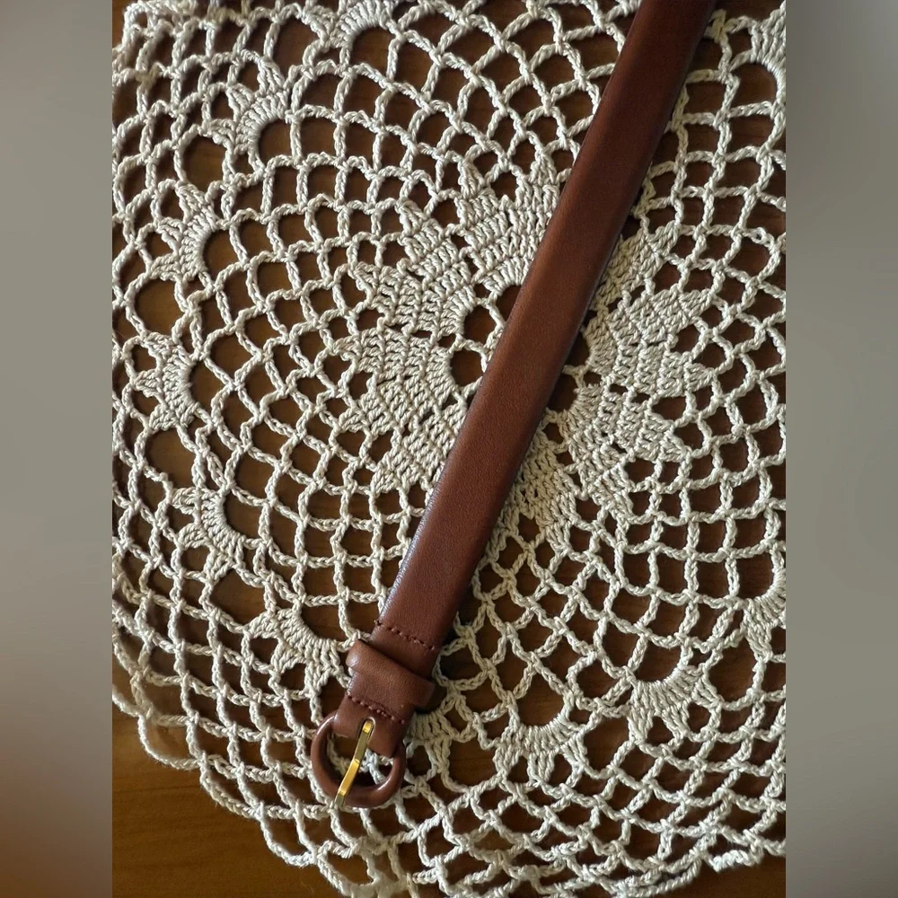 Dior Brown Leather Belt with Gold-Tone Buckle